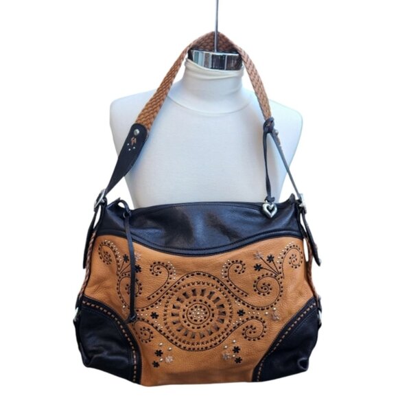 Handbags - Brighton #D476721 Stylish Black and Tan Embroidered Handbag